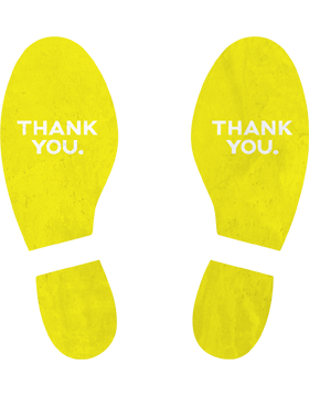 Social Distancing Thank You Shoe Print Walk and Wall 12in. Decal-Marker