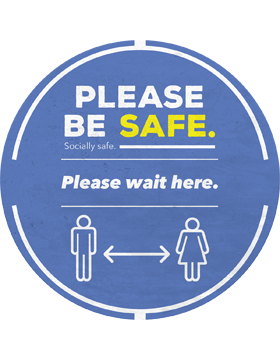 Social Distancing Socially Safe Wait Walk and Wall 12in. Decal-Marker