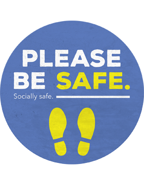 Social Distancing Socially Safe Shoe Walk and Wall 12in. Decal-Marker