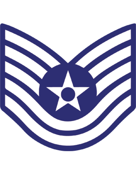 U.S. Air Force Chevron Sticker White on Blue Technical Sergeant