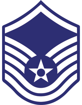 U.S. Air Force Chevron Sticker White on Blue Master Sergeant