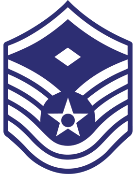 U.S. Air Force Chevron Sticker White on Blue Master Sergeant with Diamond