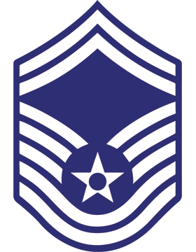 U.S. Air Force Chevron Sticker White on Blue Senior Master Sergeant