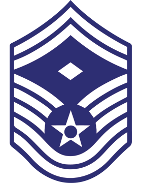 U.S. Air Force Chevron Sticker White on Blue Senior Master Sergeant with Diamond