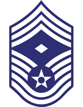 U.S. Air Force Chevron Sticker White on Blue Chief Master Sergeant with Diamond