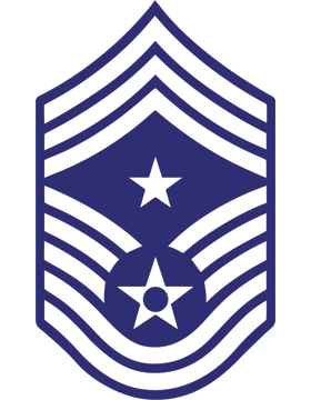U.S. Air Force Chevron Sticker White on Blue Command Chief Master Sergeant