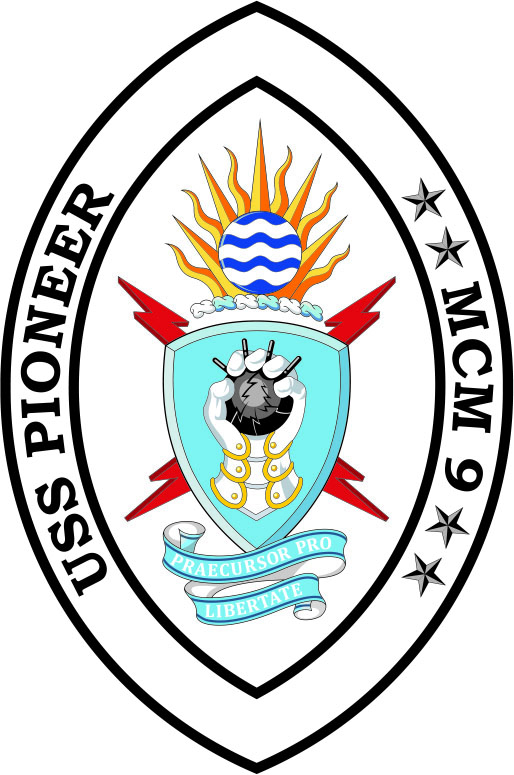 Countermeasures Sticker Mine Countermeasures Ship USS Pioneer MCM-9 Coat of Arms Sticker