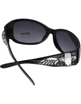 Silver Cross & Wings Sunglasses with Black Lens