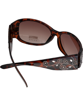 Rhinestone Leaf Design Sunglasses with Amber Lens