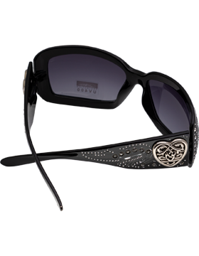 Silver Heart & Wings Sunglasses with Black Lens