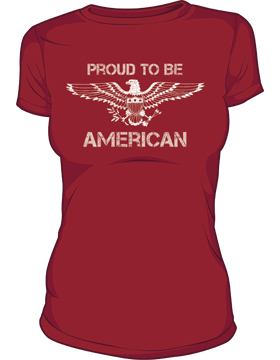 T-MIL-0019B, Proud to be American, Ind. Red, Ringspun T-Shirt