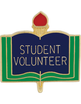 Enameled School Pin, Student Volunteer, Open Book