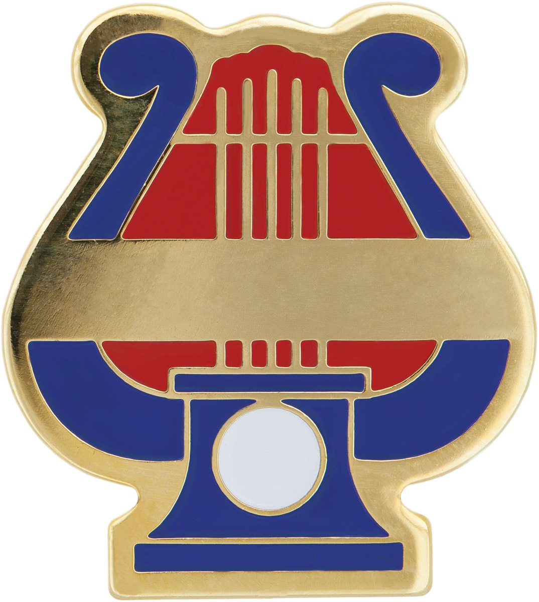 Enameled Band Pin, Blue Music Lyre for Engraving