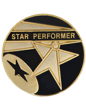 Enameled School Pin, Star Performer, Round Pin