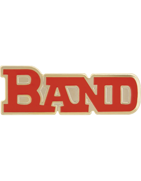 Enameled Band Pin, BAND, Red Letters