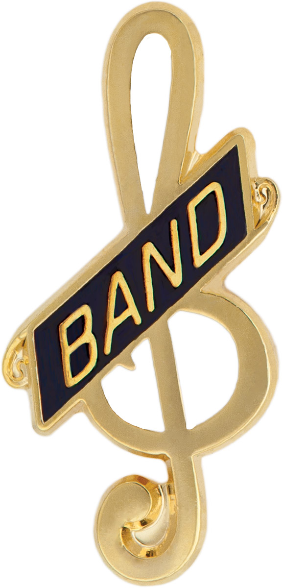 Enameled Band Pin, Treble Clef with BAND