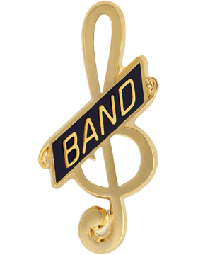 Enameled Band Pin, Treble Clef with BAND