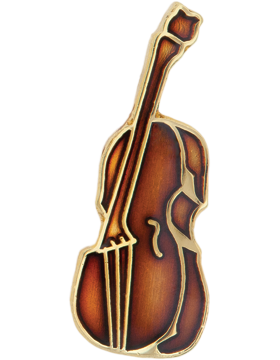 Enameled Instrument Pin, Bass & Cello