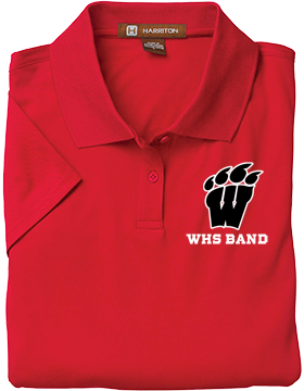 WHS Band Harriton Ladies Red Polytech Polo