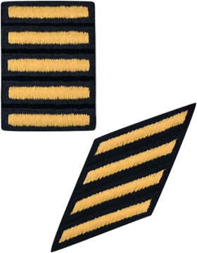 Genuine U.S. Army Service Stripe Hash Mark – Male Uniform – Gold Embroidered On Green