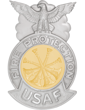 AF-814/G Deputy Chief Badge LGE Belt Clip 4 Bugles Gold Seal