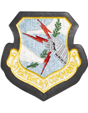 USAF Strategic Command Full Color Patch On Leather with Fastener