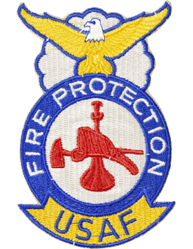 USAF Fire Protection Badge Bugle Hat and Axe Full Color Patch
