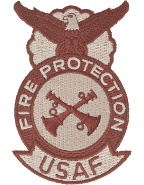 Fire Protection Badge Crew Chief 2 Bugles (Crossed) Desert
