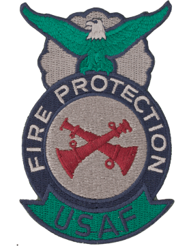 Fire Protection Badge Crew Chief Patch (Crossed) Two Bugles ABU