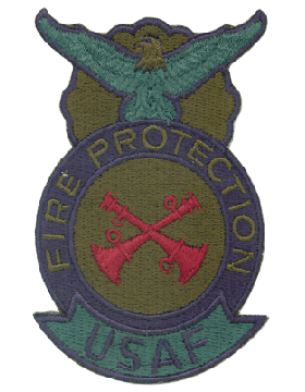 Fire Protection Badge Crew Chief Patch (2 Crossed Bugles) Subdued
