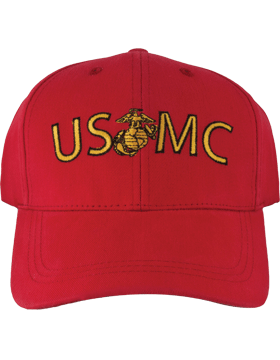 BC-USMC-200B Ball Cap Red - USMC with MC emblem between S and M