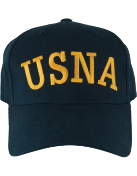 BC-USNA-303A Ball Cap Navy - USNA Gold Letters - Goat design on back