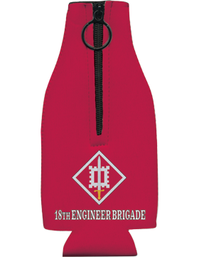 Bottle Hugger with Zipper, 18th Engineer Brigade Patch, Red