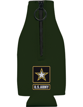 Bottle Hugger with Zipper, Army Star with U.S. Army, Black