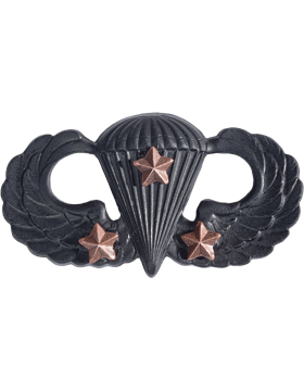 Black Metal Badge Parachutist with  3 Combat Stars