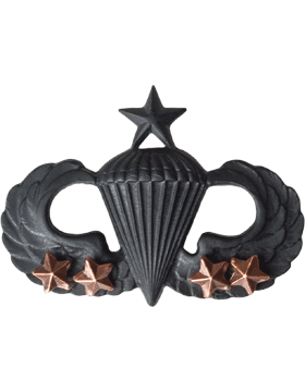 Black Metal Badge Sr Parachutist with  4 Combat Stars