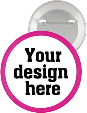 Custom Button Pin Back with Pink Mylar Ring