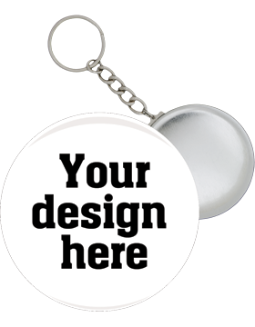 Custom or Stock Design Button 2.25in with Split Key Ring Key Chain (25-49)
