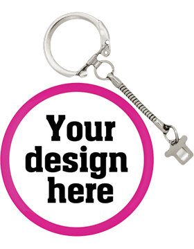 Custom Button Snake Key Chain with Pink Mylar Ring