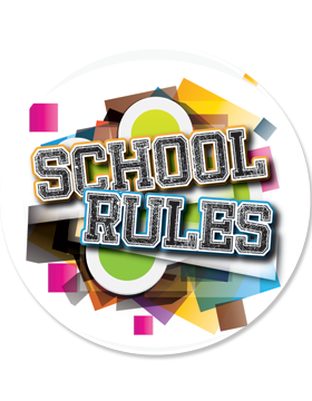 School Spirit Button, School Rules, Multicolor, 2.25in