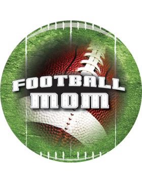 School Spirit Button, Football Mom, 2.25in