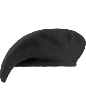 Black Fitted Beret with Nylon Sweatband, Unlined