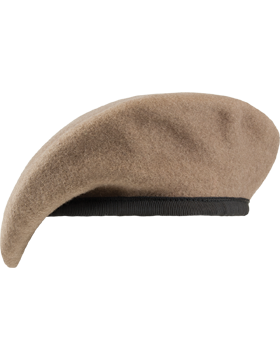 Ranger Tan Unlined Fitted Beret with Leather Sweatband