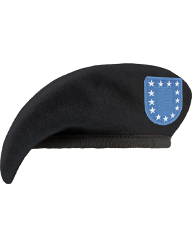 Beret Blk with  Flash & Nylon Pre Shaped (Unlined)