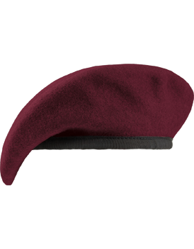 Maroon Fitted Lined Beret with Leather Sweatband