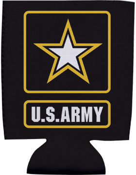 Collapsible Can Insulator, U.S. Army with Star, Black