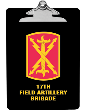 Clipboard 17th Field Artillery Brigade Patch on Black with Standard Clip