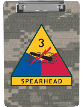Clipboard 3rd Armor Division Patch on Camo with Flat Clip
