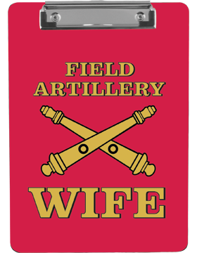 Clipboard Field Artillery Wife on Red with Flat Clip