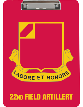 Clipboard, 22nd Field Artillery Crest, Red, Flat Clip